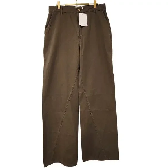 Anine Bing Briley high-rise wide leg green pants size 31 - Picture 3 of 7